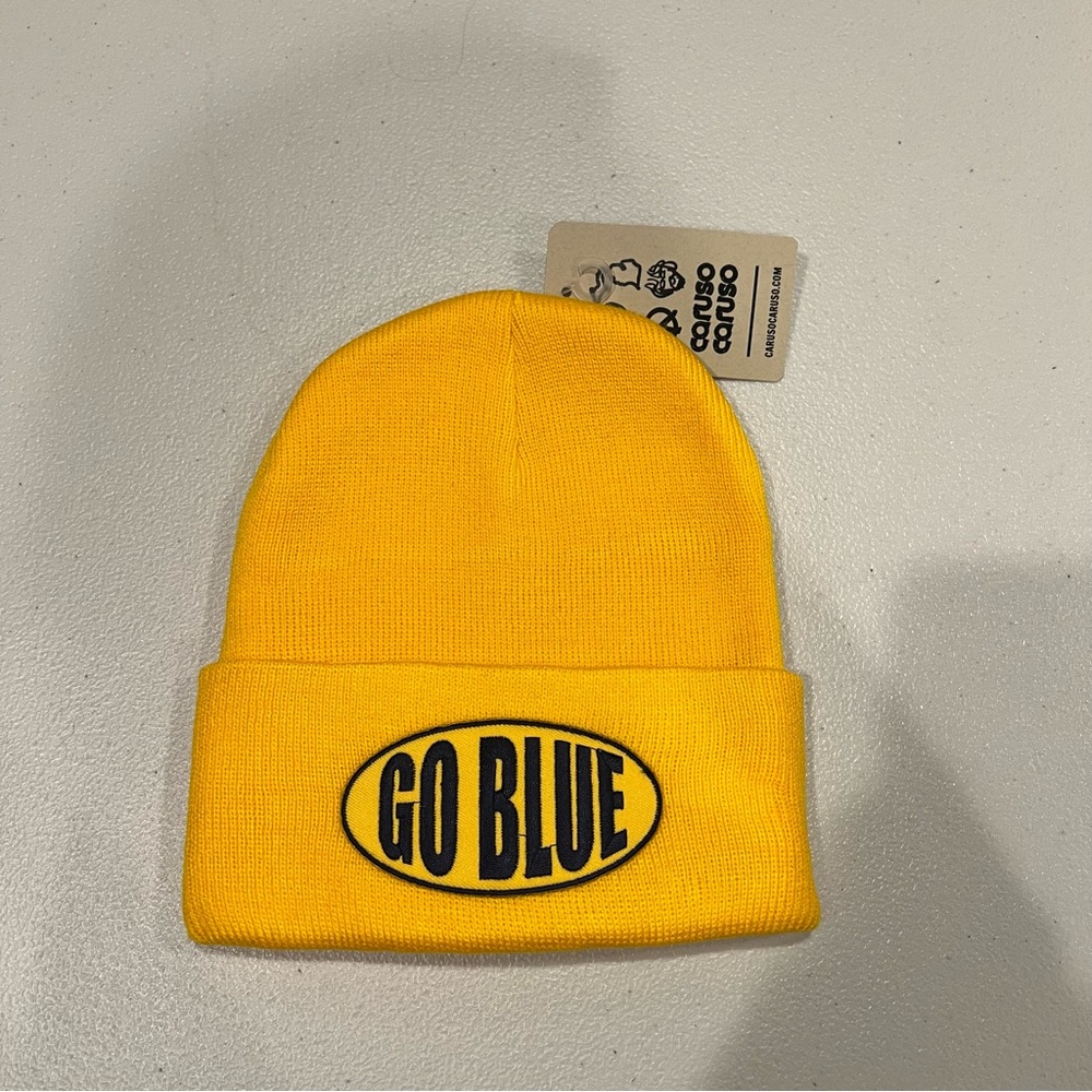 NWT Michigan GO BLUE yellow beanie hat